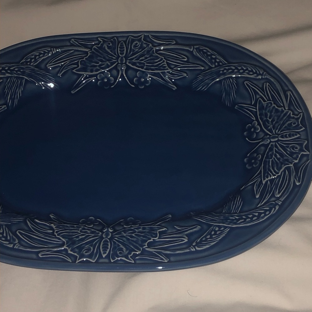 Bordallo Pinheiro Platter Blue Butterflies Vintage BEAUTIFUL BLUE BUTTERFLIES! - Picture 8 of 16